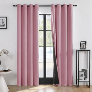 Pink Blackout Curtains 2 Panels, Grommet Top Thermal Triple-Weave, 42" W x 90" L